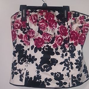White House Black Market Floral StraplessBlouse 12